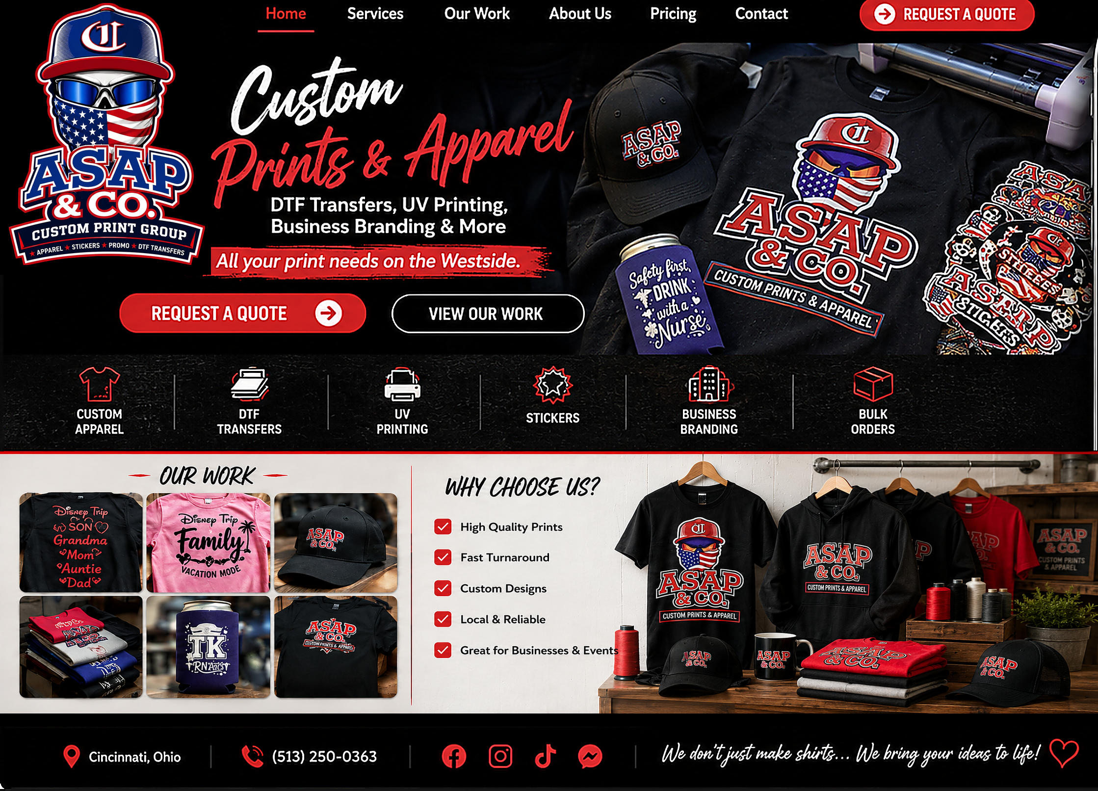 ASAP & Co. Custom Prints & Apparel website design