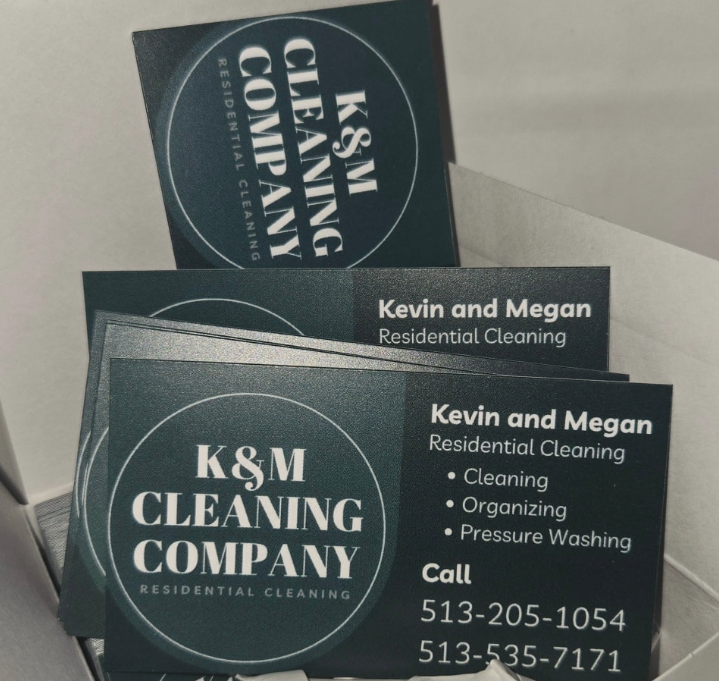 K and M Cleaning Company business cards
